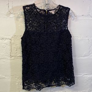 Nannette by Nannette Lepore  Navy Floral Woven Lined Sleeveless Top W Zipper